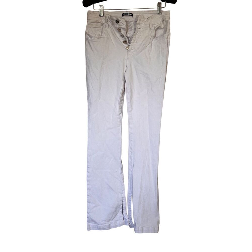 Fashion Nova Fit & Flare White Denim with Spit on Ankles Size 7